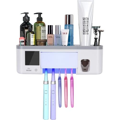 New Toothbrush Holder For Bathroom Automatic Toothpaste Squeezer Wall With Cup Storage Rack Organizer Bathroom Accessories