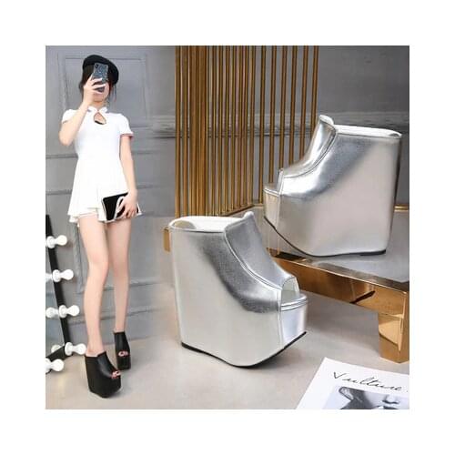 New Summer Slippers High Heels 15/18CM Muffin Thick Platform Heel Women Slippers WedgeCasual Female Ladies Fish Mouth Shoes