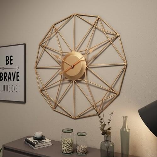 New product polygonal clock Nordic decoration wall clock metal wall clock living room silent clock 3d wall clock wall watch