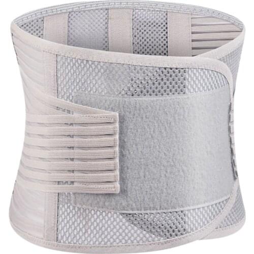 NEW-Gray Breathable Removable Trainer Belt Support Back Support Waist Spine Belt Fitness to Reduce Lumbar Muscle Strain