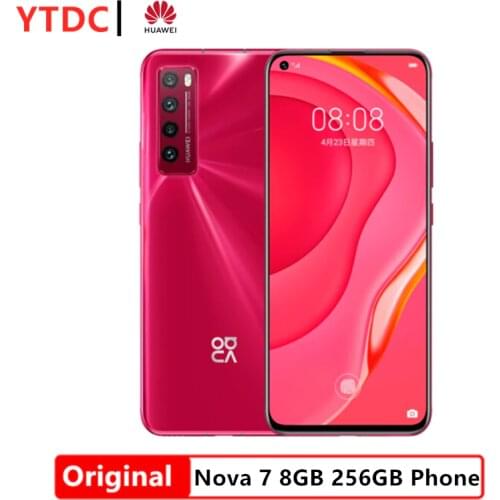 Original Huawei Nova 7 5G Smartphone 8GB 256GB Kirin 985 64MP Quad Rear Cams 32MP Front Cam 6.53'' OLED 40W SuperCharge NFC