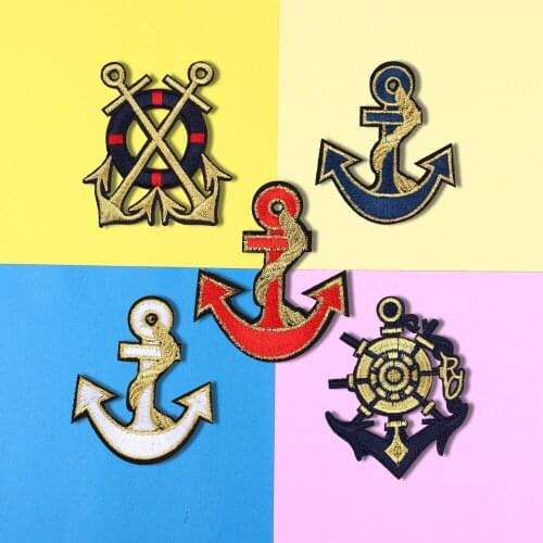 Various colors Badge Embroidery ships anchor Patches 3D Badge Patch Military Armband Backside Tactical Patches Appliques
