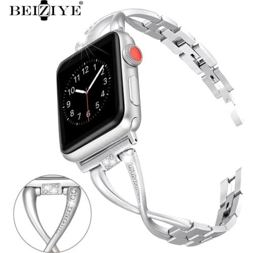 Jewelry Diamond Strap For Apple Watch Band 40mm 38mm Women Luxury Stainless Metal Strap For Apple Watch 42mm 44mm SE 6 5 4 3 2 1