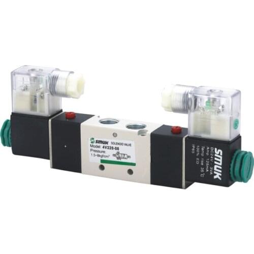 SMUK Type Two Position Five Way Solenoid Valve 4V230C-08 AC220V 110V DC24V