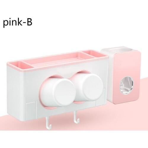 Bathroom Decoration Storage Rack Tooth Brush Holder With Cups Toothpaste Dispenser Wall Mounted Shelf Bathroom Accessories Set
