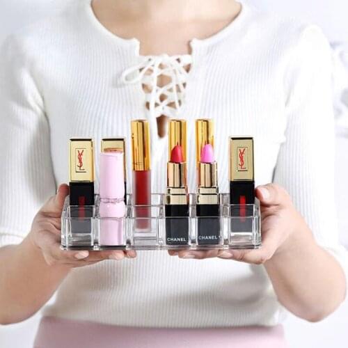 Cosmetic Storage Rack Desktop Finishing Bathroom Storage Transparent Lipstick Storage Box Acrylic Makeup Organizer 9/12 Grid