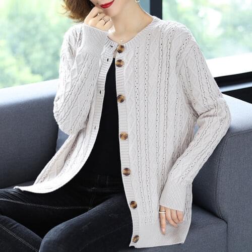Sweater jacket womens spring and autumn clothing 2021 new fashion casual Korean loose Western style wild knitted cardigan