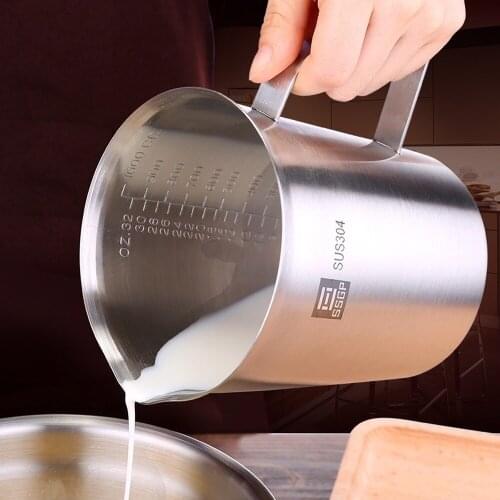 Thick stainless steel 304 measuring cup with scale 2000ml 1000ml 500ml kitchen baking tea large capacity measuring cup MJ72103