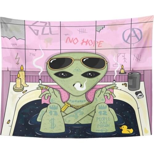 Trippy Alien Smoke and Chill in Bath Cigarette Glasses Home Decor Wall Hanging