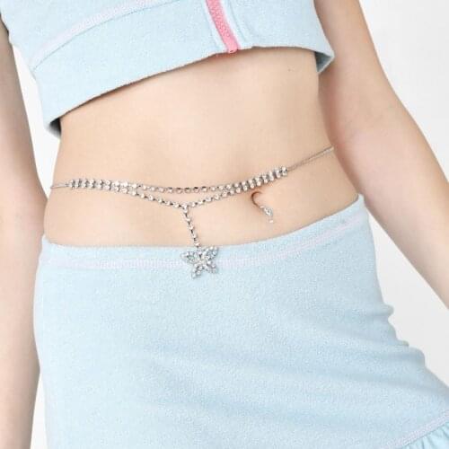 Stonefans Sexy Butterfly Pendant Rhinestone Waist Chain for Women Bling Crystal Belly Chain Lower Back Body Jewelry Dropshipping