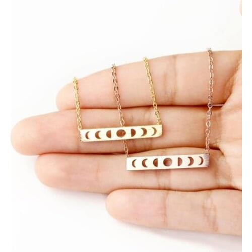 Wholesale Gold Moon Phase Necklace For Women Celestial Adventure Astrology Jewelry Stainless Steel Chain Wanderlust Gifts