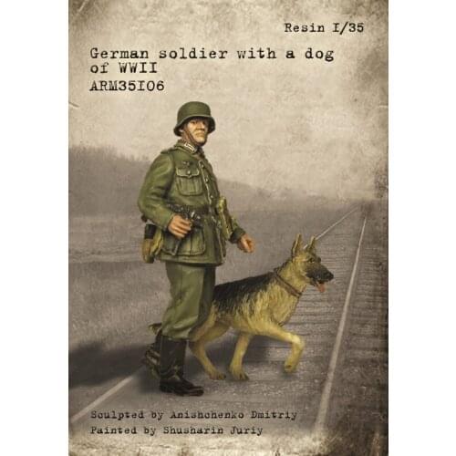 1/35 soldier with a dog of WWII Military scene combination resin kit soldiers GK Military theme Uncoated No colour