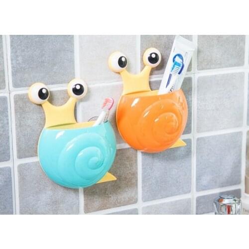 1PC Toothbrush holder for Bathroom set Product Cute Cartoon Sucker Hook Toothbrush Holder Snail Bathroom Shelf OK 0525