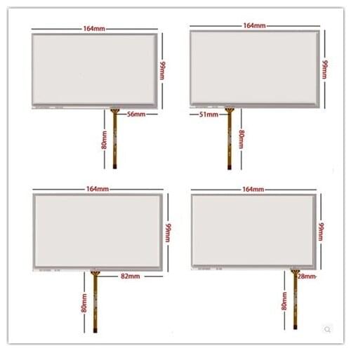 10pcs/lot New 7 Inch 4 wire resistance touch screen 164*99 mm for car dvd gps AT070TN92 90 AT070TN94 HSD070IDW1-D00 E11
