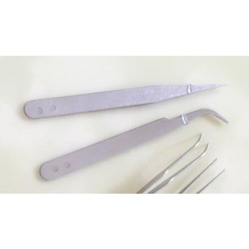 2Pcs/set Stainless steel tweezers nail high-snap finger pliers straight tweezers bent tweezers Nail art tool