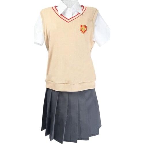 2018 Toaru Kagaku no Railgun Misaka Mikoto Shirai Kuroko School Uniform Sweater Shirt Skirt Outfit Anime Cosplay Costumes