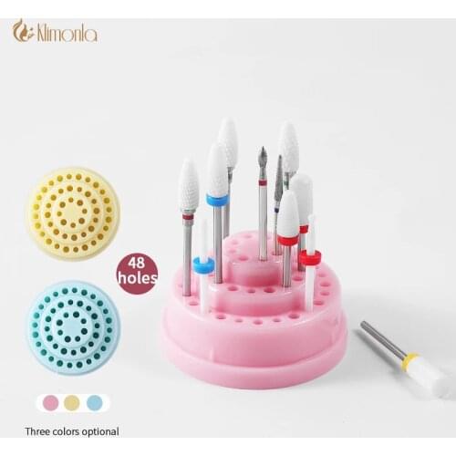 48 Holes Nail Art Drill Bits Empty Plastic Storage Box Holder Stand Display Container Manicure Accessories Acrylic Cover Tools