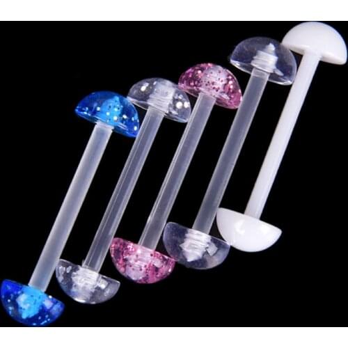 5Pcs/Set Mixed Acrylic Ball Barbell Soft Bar Tongue Ring Studs Body Piercing