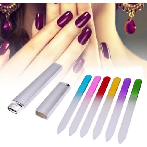6Pcs Glass Nail File Buffer With Barrelled Box Beauty Professional Glitter Crystal Nail Art Tools File Shape Polishing Tool
