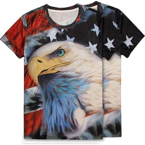 American Style Design Eagle 3D Mens T-shirt Round Neck Animal Pattern Printed Male Tee Shirt Short Sleve Tops Hot Sale Clothes