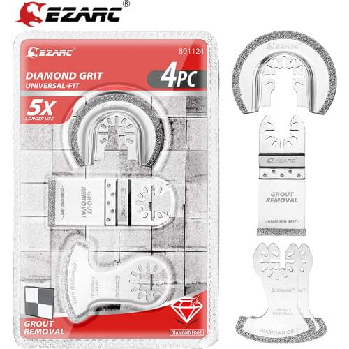 EZARC 4Pcs Diamond Oscillating Tool Blade Set, Multi Tool Mortar Cutting Saw Blades Precise for Grout Removal, Soft Tile Cut