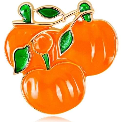 Halloween Pumpkin Brooch New Alloy Green Leaves Orange Enamel Pumpkin Womens Weddings Banquet Brooch Pins New Years Gifts