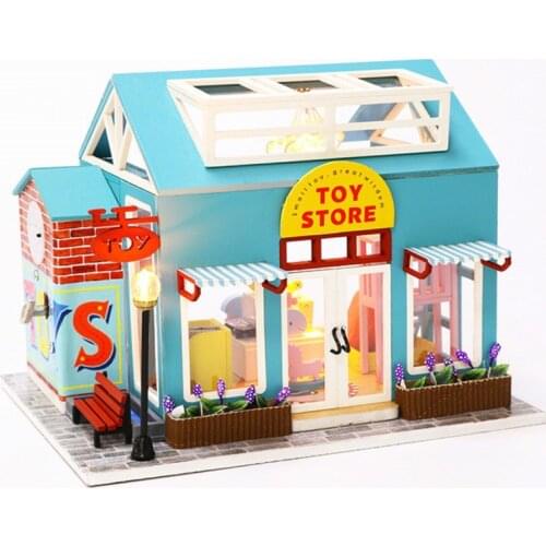 3D Wooden DIY Dollhouse Furniture Miniatures With LED Light Construction Kit House Room Anti-Dust Cover For Children Birthday