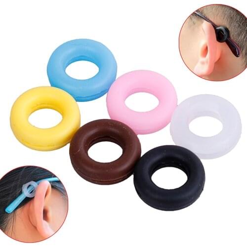 4pc Round Eyeglass Temple Tips Sleeve Retainer Silicone Anti-slip Holder Elastic Comfort Glasses Ear Hook Glasses Leg Accessorie