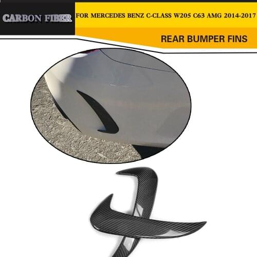 For W205 Car Styling Real Carbon Fiber Rear Bumper Canard Vent Fins Splitter Flats for Mercedes Benz W205 4 Door / C180