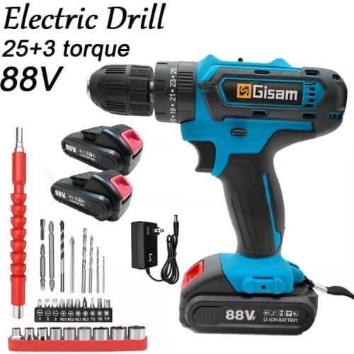 New Cordless Drill Electric Impact Drill 88V Battery Drill Electric Hammer Drill With Drill Kit For Drill+Screwdriver Power Tool