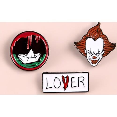 The Joker Enamel Pin Custom LOVER LOSER Boat Brooches Shirt Lapel Bag Round Badge Horror Movie Jewelry Gift for Friendsc