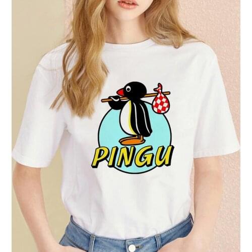 Cartoon Graphic T shrt I'm Not Short I'm Penguin Size Womens T shirt Noot Noot Tshirt Harajuku Fashion T Shirts Women Clothing
