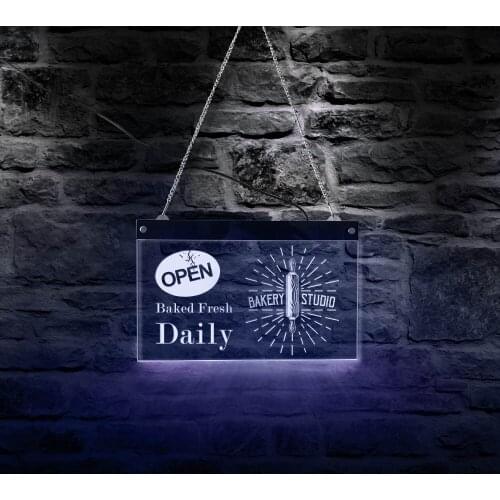 Bakery Daily Open LED Neon Sign Baked Fresh night light Decoration Acrylic Color Changing Board For Bakers