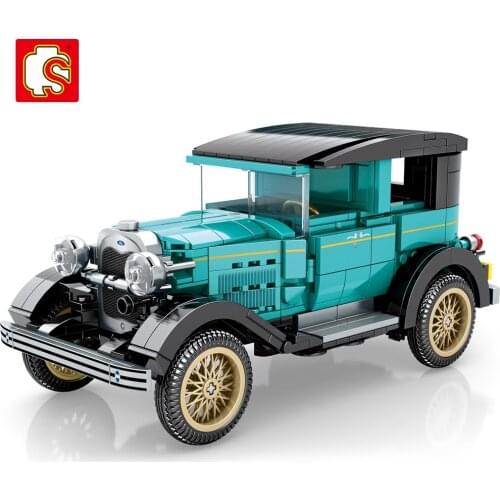 SEMBO U.S City 1929 year Ford A type Retro Classic Car Sets Building Blocks Has Collection Value For Kids Toy Halloween Gifts