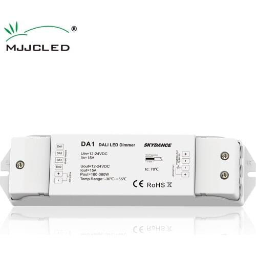 MJJC Dali LED Dimmer 12V DC 24V 1CH 15A PWM Digital Dimming Push Switch Controller for LED Strip Light Single Color Dimer DA1