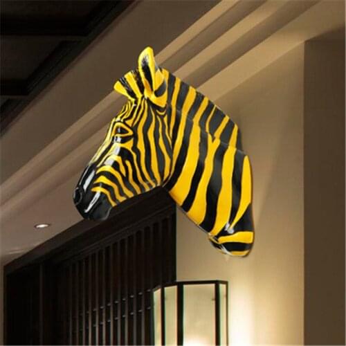 CREATIVE SIMULATION ANIMAL LUCKY STRIPE ZEBRA HEAD WALL HANGINGS BAR LIVING ROOM BACKGROUND WALL HOME DECOR BUSINESS GIFT A1802