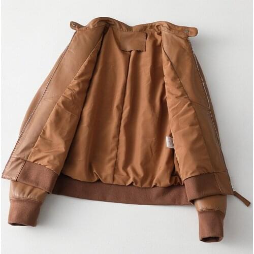 Spring Autumn Sheepskin Coat Female Korean Short Streetwear Genuine Leather Jacket Women Winter 200% Real Leather Coat 288