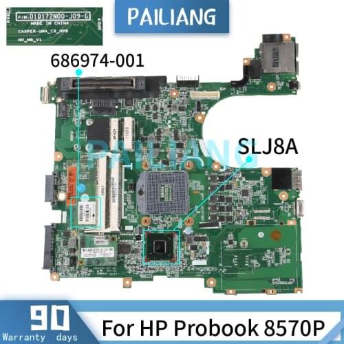 PAILIANG Laptop motherboard For HP Probook 8570P Mainboard 686974-001 010172N00 SLJ8A DDR3 tesed