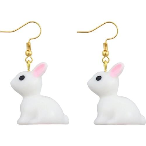 Cute Cartoon Three-dimensional Simulation Resin Rabbit Earrings Fashion Love Gift Jewelry Earrings Modern Women Jewelry