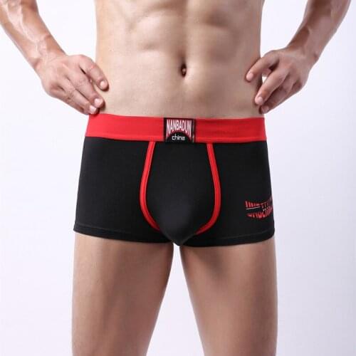 Mens euro us large size cotton breathable sexy boxer erotic underwear