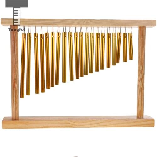 Tooyful 20 Tones Copper Pipe Chime Bar Bells with Wood Stand Percussion Instrument for Kids Music Enlightenment Toys