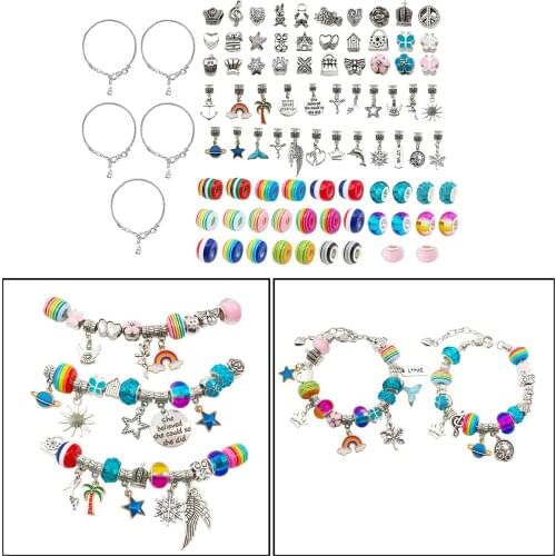 Bracelet Making Kit for Girls, Charm Bracelet Set with Beads and Chains DIY Art Craft Gift