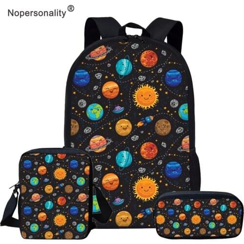 Nopersonality Printing Cartoon Planet School Bag Sets for Teenager Boys Girls 3pcs/set Children Bookbag Kids Schoolbags Mochila