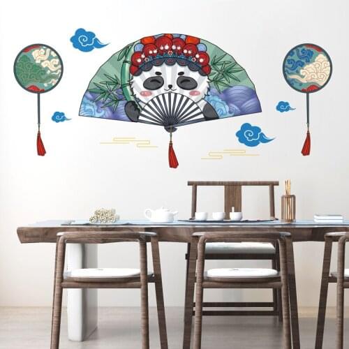 Panda Wall Sticker Chinese Style Living Room Bedroom Vintage Poster Home Office Decor DIY Room Decoration Removable Wallstickers