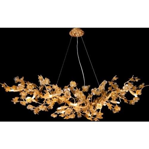 2019 new light luxury post-modern all copper chandelier Zen living room lamp creative tea glass villa tea room decoration