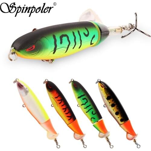 New Whopper Popper 13g 100mm Topwater Hard Plastic Fishing Lure 3D Eyes Soft Rotating Tail Artificial Bait Floating Wobbler