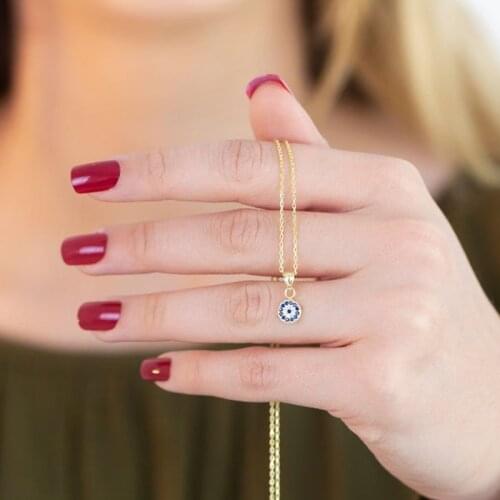 Delicate 14k Solid Gold Evil Eye Necklace - 925K Sterling Silver, Gold Filled Evil Eye Necklace -Evil Eye Talisman