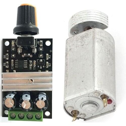 DC 1.5-6V 22400RPM Solder Mini Vibration with DC 6V 12V 24V 28VDC 3A 80W PWM Motor Speed Controller Regulator