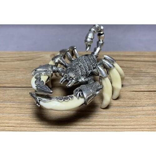 Factory Direct Sales Tibetan Silver Scorpion Double Teeth Sets Wolf Teeth Pendants Amulet Pendants Crafts Ornaments