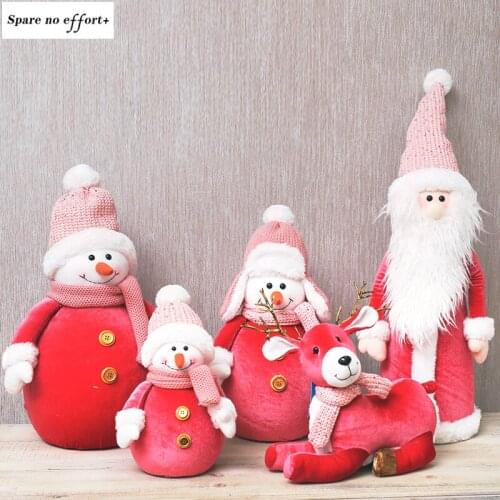Pink Velvet Xmas Doll Merry Chirstmas Decor For Home Table Christmas Ornaments Santa Claus Elk Navidad Gift Happy New Year 2022